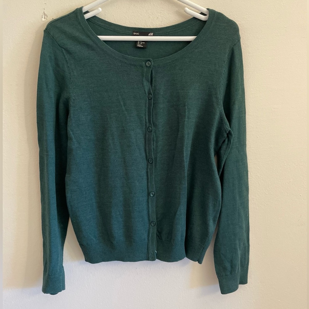 H&M Green Button-Up Cardigan